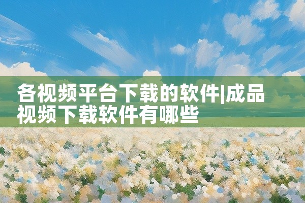各视频平台下载的软件