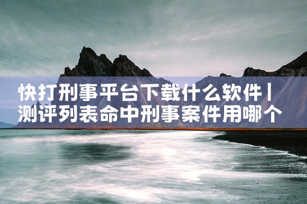快打刑事平台下载什么软件
