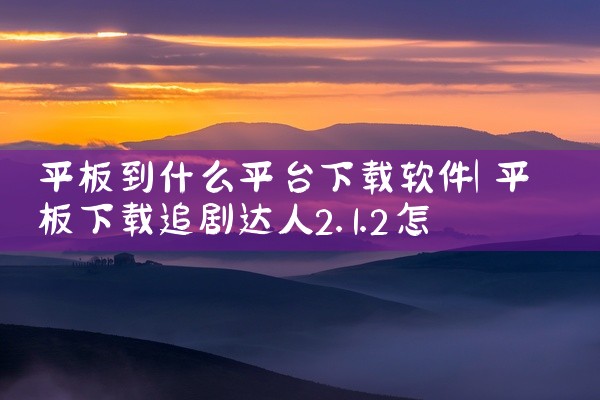 平板到什么平台下载软件