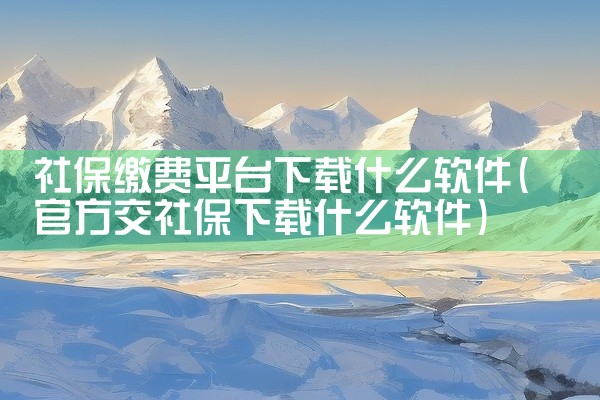 社保缴费平台下载什么软件